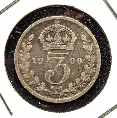 1900 Great Britain Silver Three 3 Pence KM# 777 Queen Victoria Coin UK GB • $6