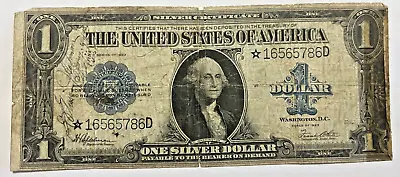 SHORT SNORTER On A 1923 $1 SILVER CERTIFICATE STAR * NOTE !!--SCARCE COLLECTIBLE • $199