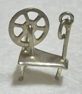 Vintage 3D Movable Sterling Silver Spinning Wheel On Three Feet Charm • $14.99