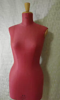 VTG Dress Form M Fabric Covered Red Maroon Rome Italy NO BASE 1969 Bust 36in • $49.99