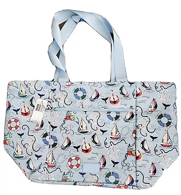 Vera Bradley NWT Drawstring Family Tote Bag Beach Picnic Blue Nautical Vacation • $49.99