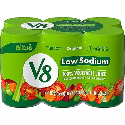 V8 Low Sodium Original 100% Vegetable Juice 5.5 Fl Oz Can (Pack Of 6) • $5.45