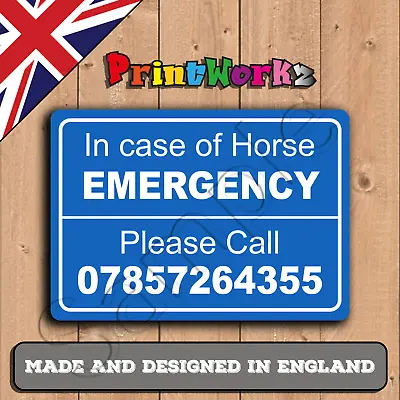 In Case Of Emergency Horse Metal Sign Nameplate Horse Plaque Shoes Plain Safety • £7.95
