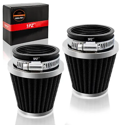 2 Washable Tapered 48-50mm Chrome Pod Air Filter Motorcycle Cafe Racer Dirt Bike • $12.89