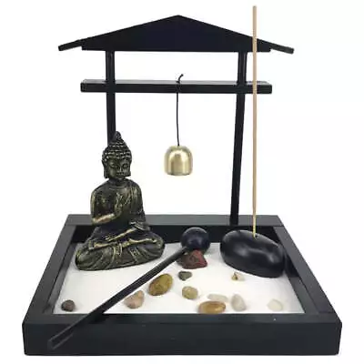 Desktop Zen Sand Garden Meditating Buddha StatueMini Zen Garden Sand Tray Kit F • $22.65