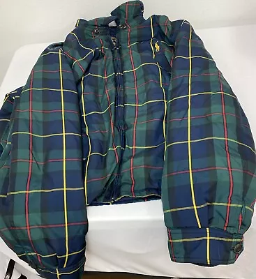 Polo By Ralph Lauren PONY Plaid Jacket Blouson Men Size XL Green From Japan USED • $85