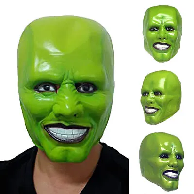 The Mask' Green Latex Mask Jim Carrey Movie Dressing Up Loki Halloween Accessor • £11.39