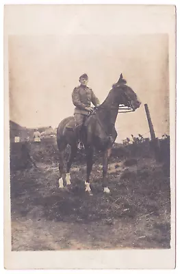 WW1 Soldier Horse Field Barbed Wire Buildings Children Belgium RPPC Postcard • $24