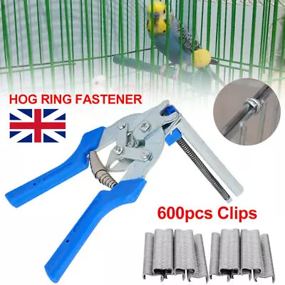 £8.46 • Buy Agriculture Hog Ring Plier Tool 600pcs M Clips Staple Mesh Cage Wire Fence Clamp