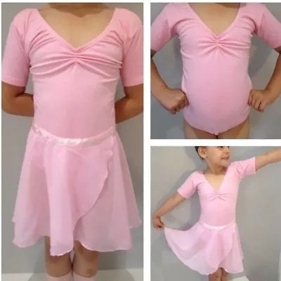 £9.99 • Buy Pink Ballet Leotard.Short Sleeve Dance Uniform.UK.Age3-4,5-6,7-8,9-10 Years