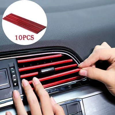 $4.99 • Buy 10x Red Car Interior Air Conditioner Outlet Decoration Stripes Cover Accessories