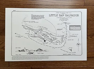 Vintage Bahamas Nautical Sketch Chart Map - Little San Salvador - 11x17 • $17