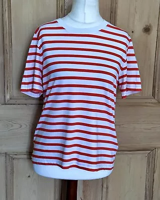 Cos White Red Stripe Breton Cotton Short Sleeve T-shirt Size M UK 12 • £16