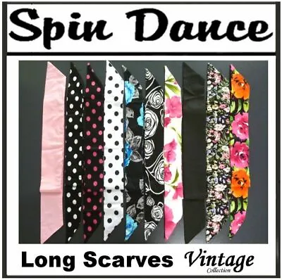 Scarf 25 Choices 50's Vintage Inspired Polka Floral 2 Lengths Neck Head Scarves • $9.99