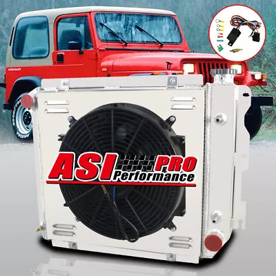 3 Row Aluminum Radiator Shroud Fan For Jeep Wrangler YJ TJ Chevy SBC 87-06 04 V8 • $209