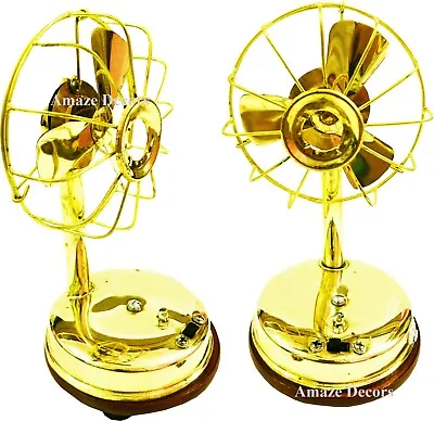 Vintage Nautical Polished Brass Collectible Working Table Fan With 3 Blades • $52.80