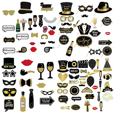 £2.05 • Buy Happy New Year's Eve Party Photo Booth Props Moustache Hat Bow Tie Decorations