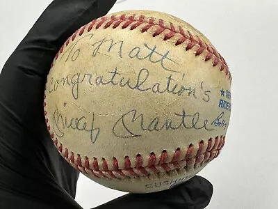 UDA -Mickey Mantle Signed Baseball - PERSONALIZED -  To Matt Congratulations” • $850