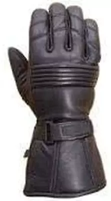 Gauntlet Style Cuff Genuine Leather Motorcycle Gloves Black Size M • $17.81