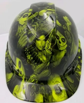 $44.99 • Buy Hard Hat Custom Hydro Dipped , OSHA Approved TATTOO BABES LIME GREEN