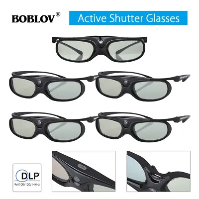 5x BOBLOV JX-30 3D Active Shutter Glasses DLP-Link Black For Optoma BenQ Acer • $106.90