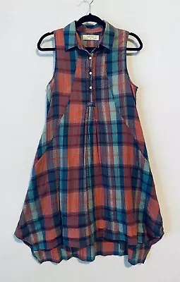 Anthropologie Isabella Sinclair Tillie Shirt Dress Womens Medium Madras Plaid • $49.95