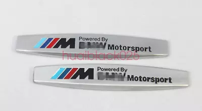 2x BMW ///M Powered By Matte Silver Fender Metal Emblem Badge Sticker Logo • $11.88