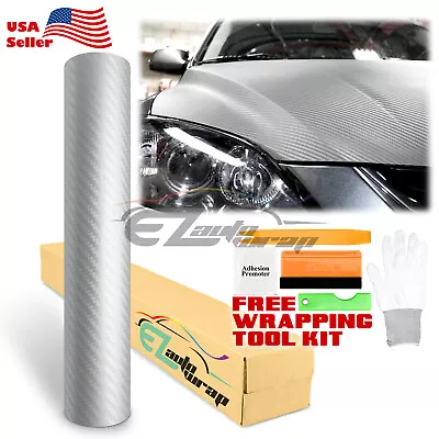 3D Carbon Fiber Silver Matte Textured Car Vinyl Wrap Sticker Decal Film Sheet • $229