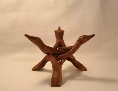 8 Inch WOOD COBRA Display Stand Tripod For Abalone Shell Smudging Sage • £7.22