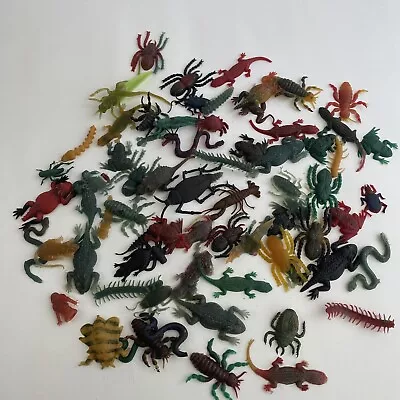 Lot Of 60+ Rubber Jiggler Vintage Toys Small Bugs Insects Lizard Frog Alligator • $29.50