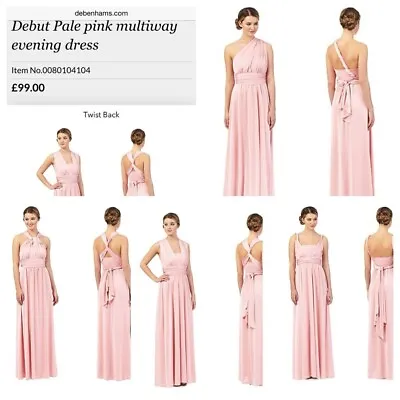 £25 • Buy Dusky Pink And Pale Pink Full Length Multi-way Bridesmaids Dresses.
