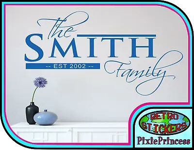 Family Established Personalised Wall Art Vinyl Sticker Custom Name Feature Decal • £7.25
