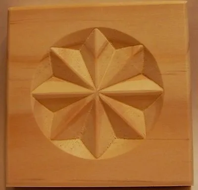 *SET Of 4*  Raised 8pt Star- Carved Rosette Block  3.5  X 3/4   Oak Pine MDF • $19.60