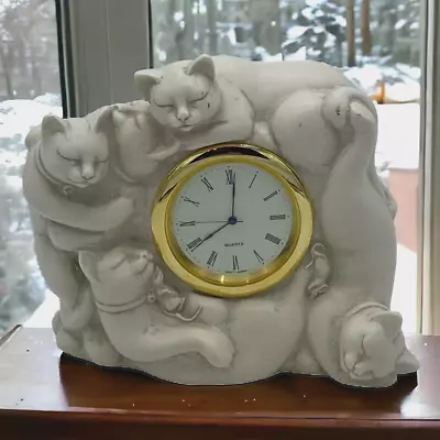 Eclipse Stone Casting Homemade In Wales Quartz Clock Cats And Mice Sleeping • $53.62