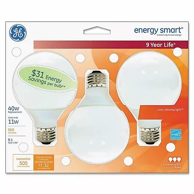 GE Globe Compact Fluorescent Bulb Soft White 11 Watt G25 Globe - 3 Pack • $12.99