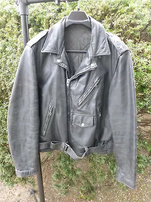 Vintage Sears Size 44L Black Biker Jacket Mens • $45