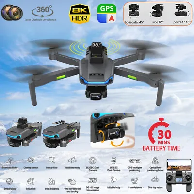 $262.99 • Buy 5G 8K GPS WiFi FPV Drone With HD 4K Dual Camera Obstacle Avoidance RC Quadcopter