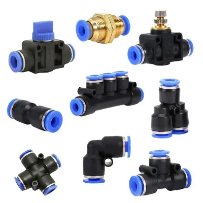 6/8/10/12mm Pneumatic Push In Fitting Air Valve Water Hose Connector Pipe Joiner • $4.94