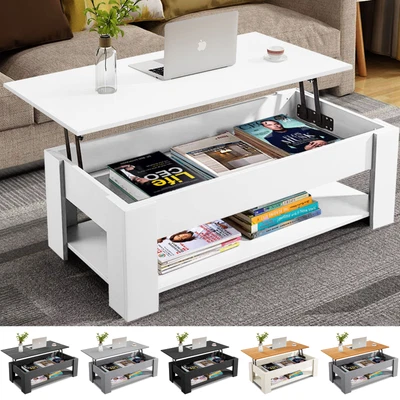 £59.99 • Buy Wooden Coffee Table With Storage Lift Top Up Drawer Shelf Living Room Furniture