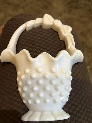 Burwood White Hobnail Plastic Milk Glass Wall Pocket Basket Vase • $10.55