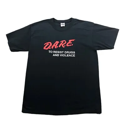 D.A.R.E. DARE To Resist Drugs And Violence Black T-Shirt Men's Large Causal G17 • $14.99