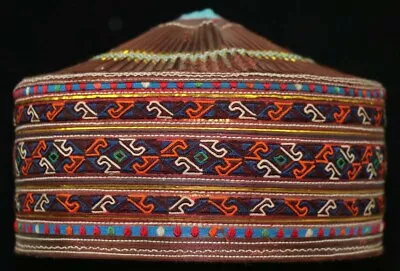 Vintage Tribal Exotic Chinese Ethnic Miao People's Old Hand Embroidery Girl Hat • $79