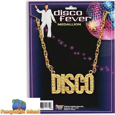 Forum 1970s 70's Gold Disco Medallion Necklace Adults Fancy Dress • £4.79