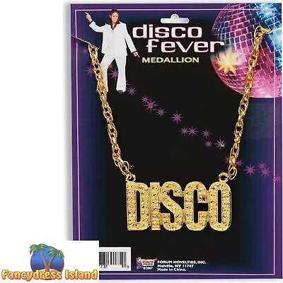 Forum 1970s 70's Gold Disco Medallion Necklace Adults Fancy Dress • £4.89