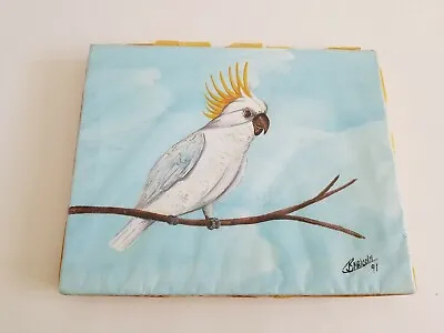 1991 Clive Malcolm Original Jamaican Painting On Canvas The Galah Cockatoo Bird • £16.89