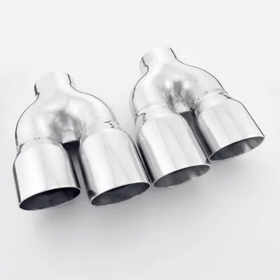 Stainless Steel Exhaust Tips 2.25  Inlet Quad 3  Out Staggered Pair Dual Wall • $138.96