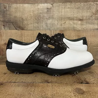 FootJoy DryJoy Golf Shoes Mens Size 10 White Brown 53549 Leather Saddle NEW • $119.93