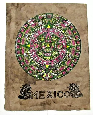 Mexican Folk Art Mayan Aztec Zodiac Calendar Papel Amate Painted Bark Paper • $44.99