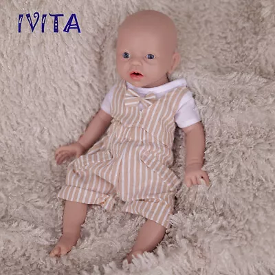 IVITA 15'' Floppy Silicone Reborn Baby Boy Doll Silicone Baby Mouth Open • $79