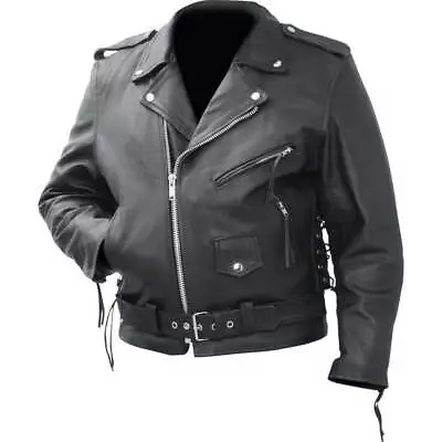 NWT Mens Solid Buffalo Black Leather Classic Motorcycle Jacket M L XL 2X 3X GIFT • $84.95